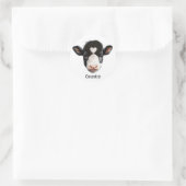 Country Black and White Cow Face Ronde Sticker (Tas)