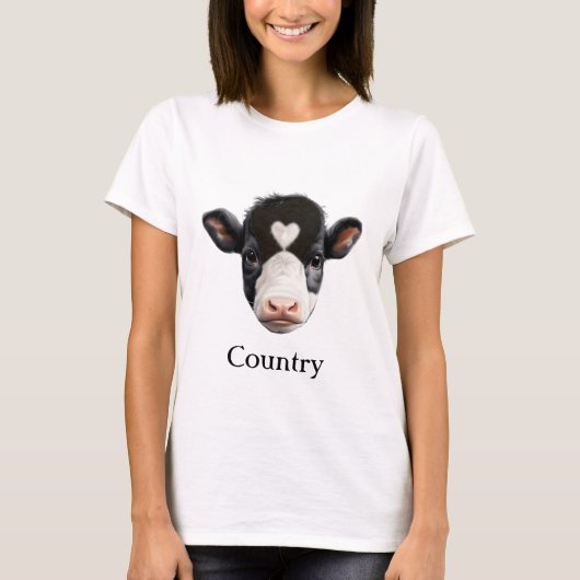Country Black and White Cow Face T-shirt (Voorkant)