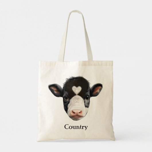 Country Black and White Cow Face Tote Bag (Achterkant)