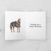 Country Blauw Rood Wit Vierkant Paard Kerstmis Kaart (Binnen)