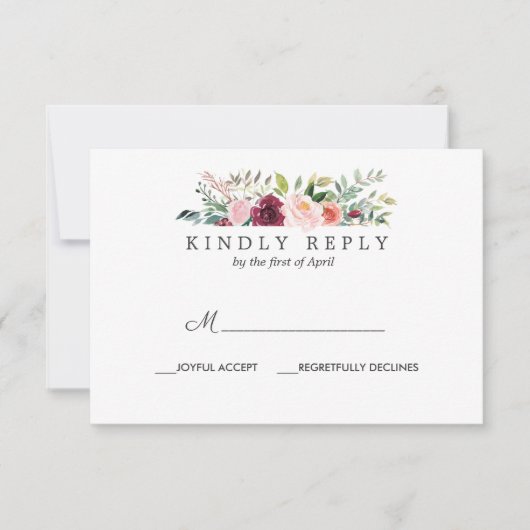 country-bloei | Bloemen bruiloft RSVP Reactie (Voorkant)