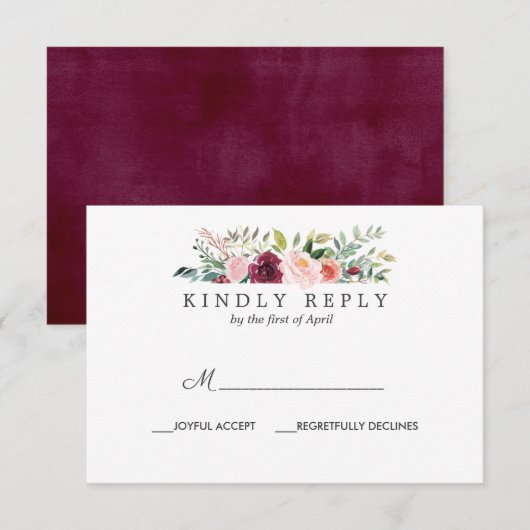 country-bloei | Bloemen bruiloft RSVP Reactie Kaartje (Voorkant / Achterkant)