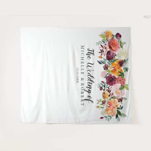 country-bloei | Bruiloft Achtergrond - Photo Booth Wandkleed (Voorkant (horizontaal))