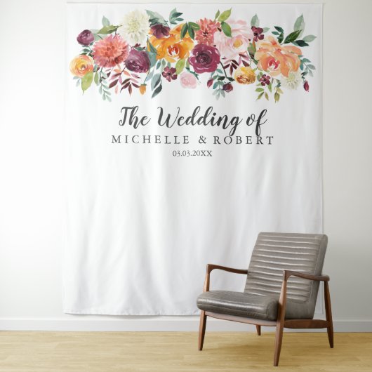 country-bloei | Bruiloft Achtergrond - Photo Booth Wandkleed (In situ)