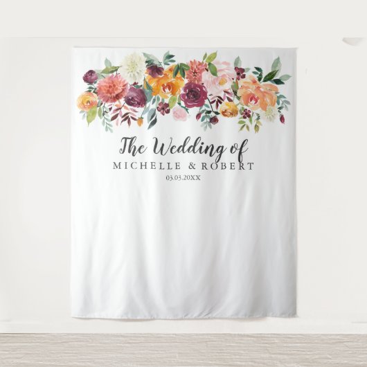 country-bloei | Bruiloft Achtergrond - Photo Booth Wandkleed (Voorkant)