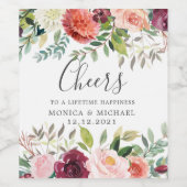 country-bloei | BRUILOFT Gepersonaliseerde "proost Wijn Etiket (Enkel label)