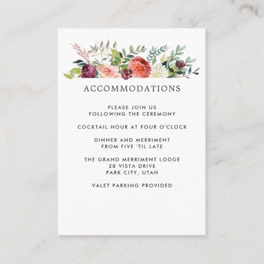 country-bloei | Herfst BRUILOFT Hotel Accommodatie Informatiekaartje (Voorkant)