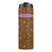 Country Bloemen Hand getrokken patroon bruin rusti Thermosbeker (Voorkant)