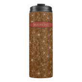 Country Bloemen Hand getrokken patroon bruin rusti Thermosbeker (Voorkant)