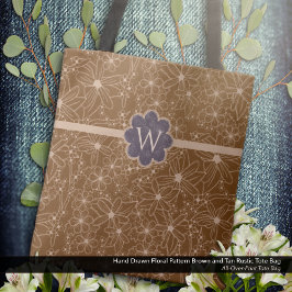 Country Bloemen Hand getrokken patroon bruin rusti Tote Bag