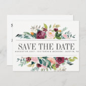 Country Bloom Bloemen Rustieke BRUILOFT opslaan va Aankondigingskaart (Voorkant / Achterkant)