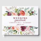 Country Bloom Bourgogne Bruiloft Gepersonaliseerde Gastenboek (Voorkant)