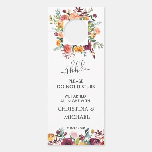 Country Bloom Grappige bruiloft gast niet storen Deurhanger (Voorkant)