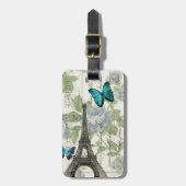 Country Blue Bloemenvlinder Paris Eiffeltoren Bagagelabel (Voorkant verticaal)