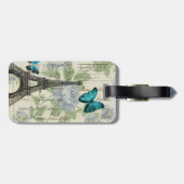 Country Blue Bloemenvlinder Paris Eiffeltoren Bagagelabel (Achterkant horizontaal)