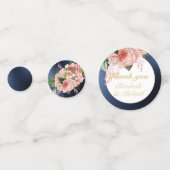 Country Blue Blush Roze Rozen Navy Gold DANK U Confetti (Voorkanten)