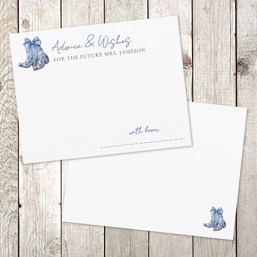 Country Blue Bow Cowboy Bridal Shower Advice Informatiekaartje