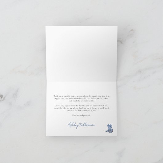 Country Blue Bow Cowboy Vrijgezellenfeest Bedankkaart (Binnen)