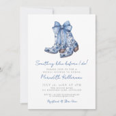 Country Blue Bow Cowboy Vrijgezellenfeest Kaart (Voorkant)