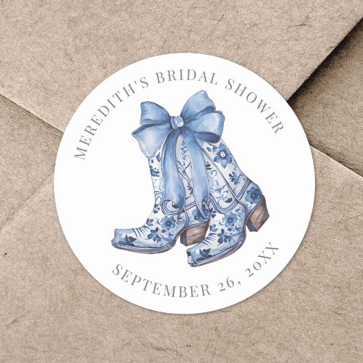 Country Blue Bow Cowboy Vrijgezellenfeest Ronde Sticker