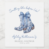 Country Blue Bow Cowboy Vrijgezellenfeest Wijn Etiket (Enkel label)