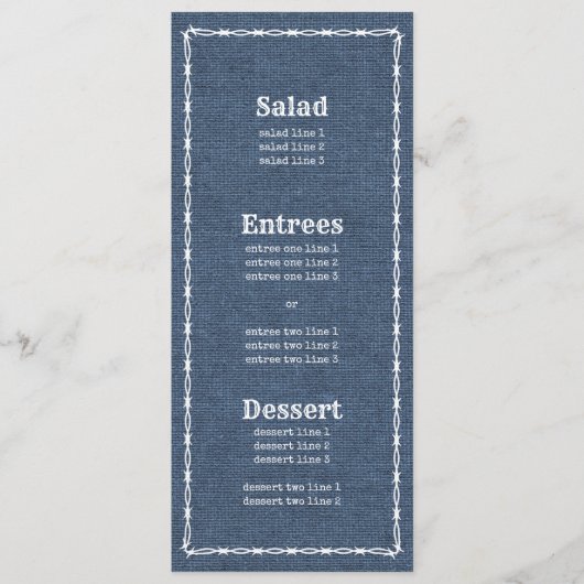 Country Blue Denim en Barb Wire 2 Menu (Voorkant)