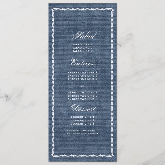 Country Blue Denim en Barb Wire Menu (Voorkant)