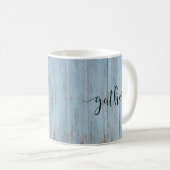 Country Blue Gather Script Farmhouse Rustic Koffiemok (Voorkant rechts)