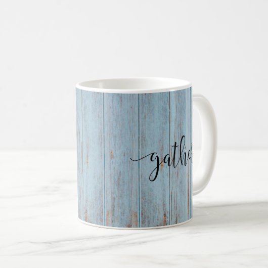 Country Blue Gather Script Farmhouse Rustic Koffiemok (Voorkant rechts)