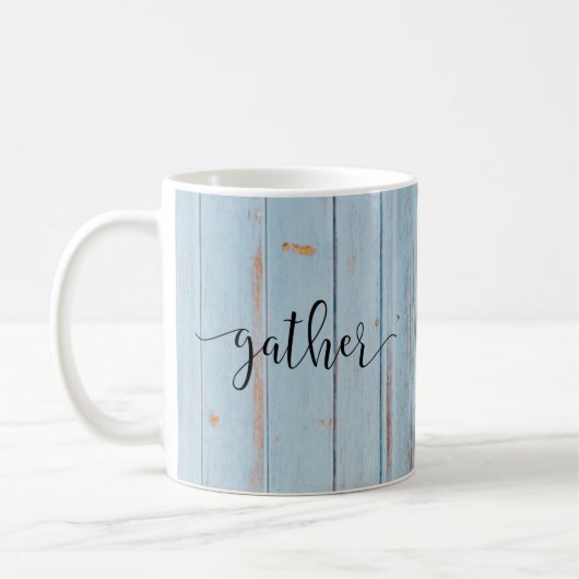 Country Blue Gather Script Farmhouse Rustic Koffiemok (Links)
