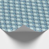 Country Blue Gingham Floral Boeket Wrapping Paper Cadeaupapier (Hoek)