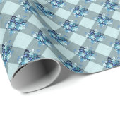 Country Blue Gingham Floral Boeket Wrapping Paper Cadeaupapier (Rol Hoek)