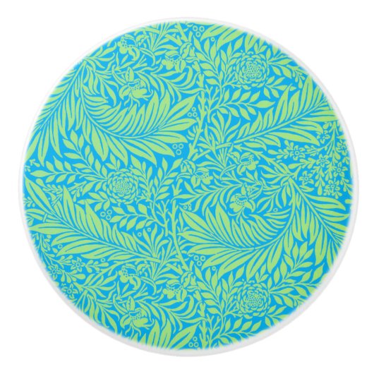 Country Blue Green William Morris Leaf Pattern Keramische Knop (Voorkant)