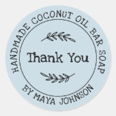 Country Blue Handmade Dank je wel Ronde Sticker (Voorkant)