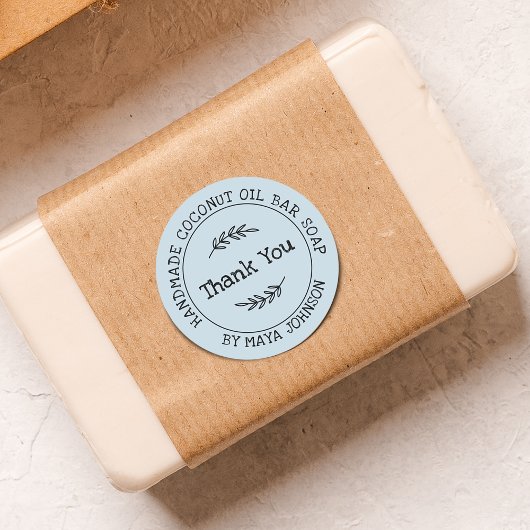 Country Blue Handmade Dank je wel Ronde Sticker