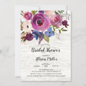 Country Blue Plum Floral Bridal Shower Kaart (Voorkant)