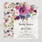 Country Blue Plum Floral Bridal Shower Kaart (Voorkant / Achterkant)