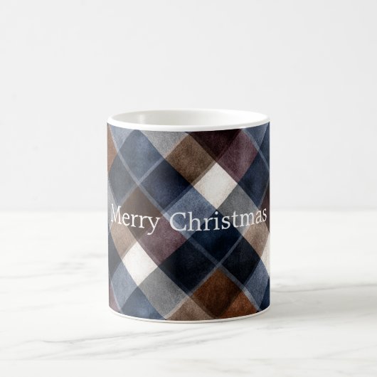 Country Blue Red White Grey Squares Christmas Koffiemok (Center)