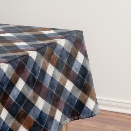 Country Blue Red White Grey Squares Christmas Tafelkleed (Voorbeeld)