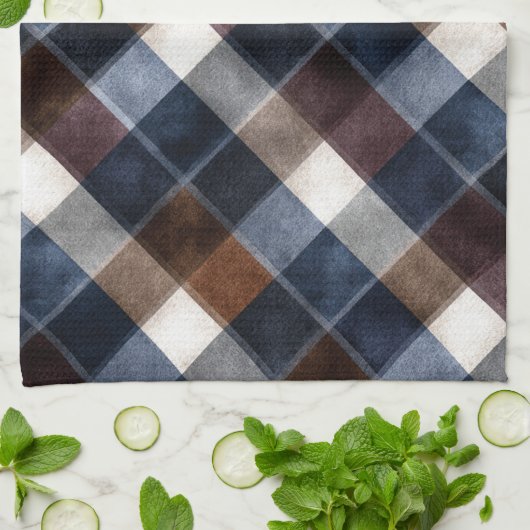 Country Blue Red White Grey Squares   Theedoek (Gevouwen)