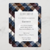 Country Blue Red White Squares Birthday Kaart (Voorkant / Achterkant)