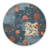 Country Blue Rust Rustic Farmhouse Short Keramische Knop (Voorkant)
