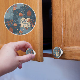 Country Blue Rust Rustic Farmhouse Short Keramische Knop