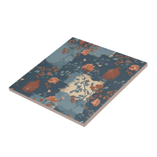 Country Blue Rust Rustic Farmhouse Short Tegeltje (Zijkant)