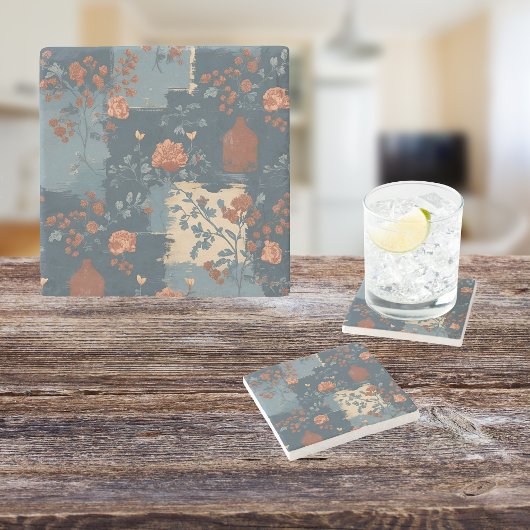 Country Blue Rust rustieke boerderij Stenen Onderzetter