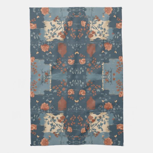 Country Blue Rust rustieke boerderij Theedoek (Verticaal)