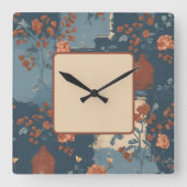 Country Blue Rust rustieke boerderij Vierkante Klok (Voorkant)