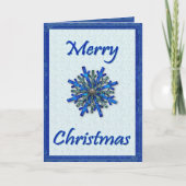 Country Blue Sparkle Snowflake Feestdagen Kaart (Voorkant)