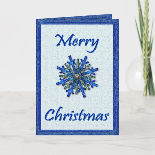 Country Blue Sparkle Snowflake Feestdagen Kaart (Voorkant)