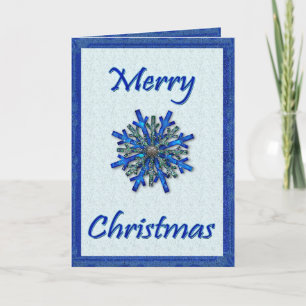 Country Blue Sparkle Snowflake Feestdagen Kaart
